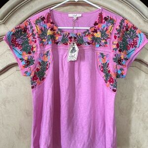 NWT Pink Embroidered Women's Top by Easel